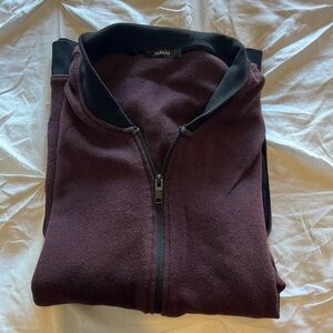 Alfani Men's Fleece Bomber Jacket Maroon Black Sz xxl Baseball Collar Fleece